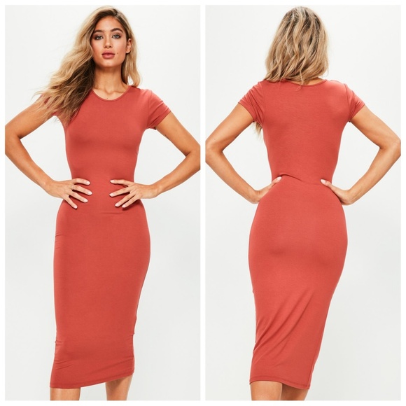 Cailey Midi Bodycon Dress In Burgundy  - Picture 4 of 4